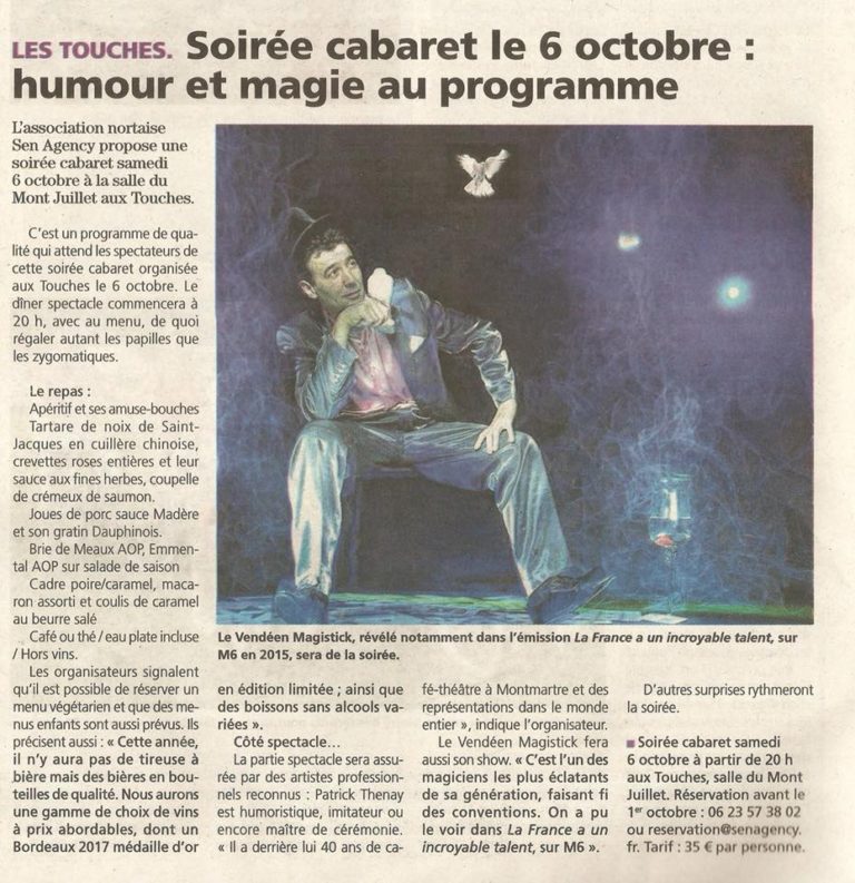 Lire la suite à propos de l’article Spectacle Cabaret 44 Loire Atlantique magicien Magistick